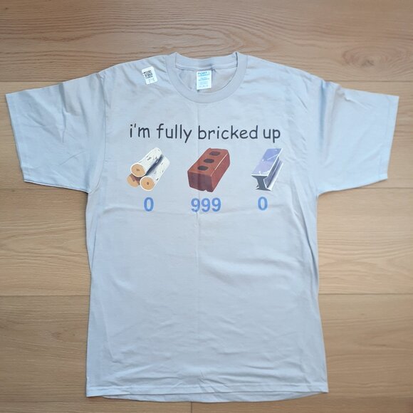 Fortnite - I'm Fully Bricked Up - New Medium Silver Gray T-Shirt - Picture 4 of 4